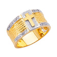 14K Two-Tone Gold Lord's Prayer Men's Ring on White Background