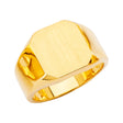 14K Yellow Gold Large Cushion Signet Men's Ring on White Background