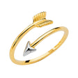 14K Two-Tone Gold Arrow Wrap Adjustable Ring on White Background