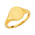 14K Yellow Gold Oval Signet Women's Ring on White Background