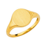 14K Yellow Gold Oval Signet Women's Ring on White Background