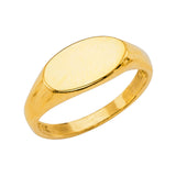 14K Yellow Gold Children's Oval Engravable Signet Ring on White Background