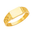 14K Yellow Gold Children's Rectangle Engravable Signet Ring on White Background