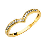 14K Gold V-Shape Chevron Band Ring - Yellow Gold
