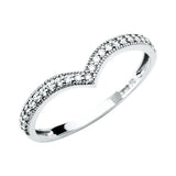 14K Gold V-Shape Chevron Band Ring - White Gold