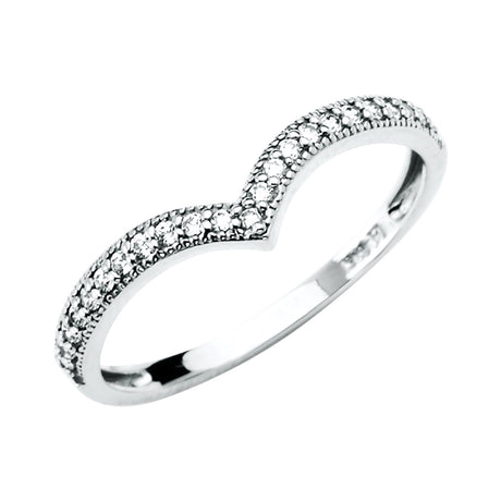14K Gold V-Shape Chevron Band Ring - White Gold