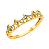 14K Yellow Gold Prong-Set Crown Band Ring on White Background