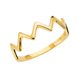 14K Yellow Gold Zigzag Stackable Band on White Background