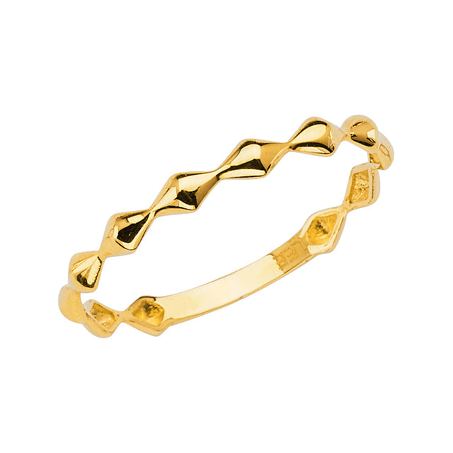 14K Gold Faceted Diamond-Shape Stackable Band - Yellow Gold