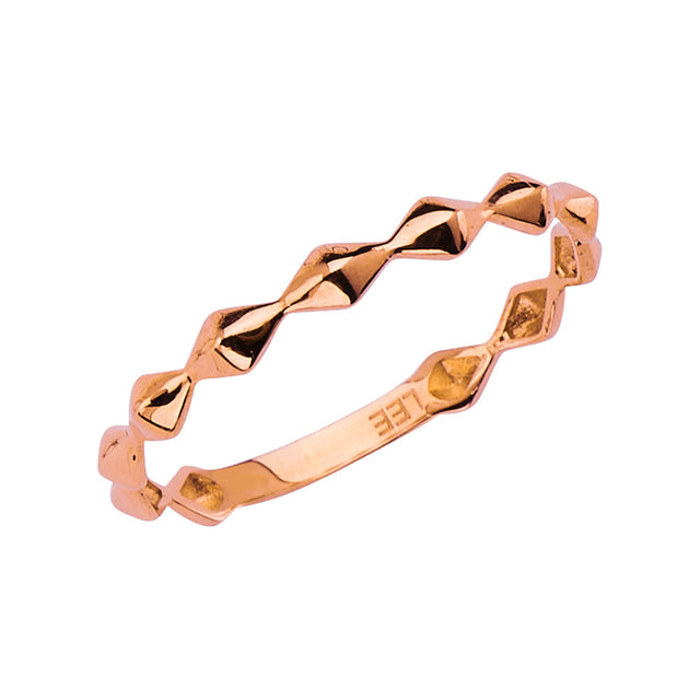 14K Gold Faceted Diamond-Shape Stackable Band - Rose Gold