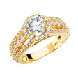 14K Yellow Gold Round Wide Split Shank Pavé Solitaire Engagement Ring