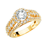 14K Yellow Gold Round Wide Split Shank Pavé Solitaire Engagement Ring