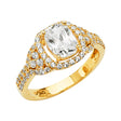 14K Yellow Gold Cushion Split Shank Halo Engagement Ring