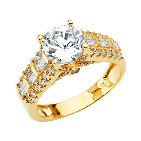 14K Yellow Gold Round Vintage Channel-Set Solitaire Engagement Ring