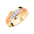 14K Tri-Color Gold Navette Cluster Men's Wedding Band
