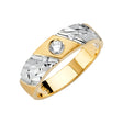 14K Two-Tone Gold Solitaire & Diamond-Cut Weave Men's Wedding Band