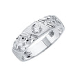 14K White Gold Faceted Shoulder Solitaire Men's Wedding Band