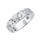 14K White Gold Faceted Shoulder Solitaire Men's Wedding Band