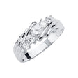 14K White Gold Diagonal Bypass Five-Stone Men's Wedding Band