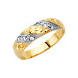 14K Yellow Gold Diamond-Cut & Milgrain CZ Men's Wedding Band