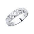 14K White Gold Diamond-Cut & Milgrain CZ Men's Wedding Band