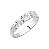 14K White Gold Diagonal Twist Men's Wedding Band