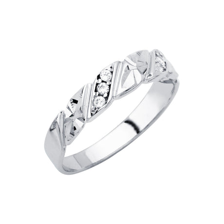 14K White Gold Diagonal Twist Men's Wedding Band