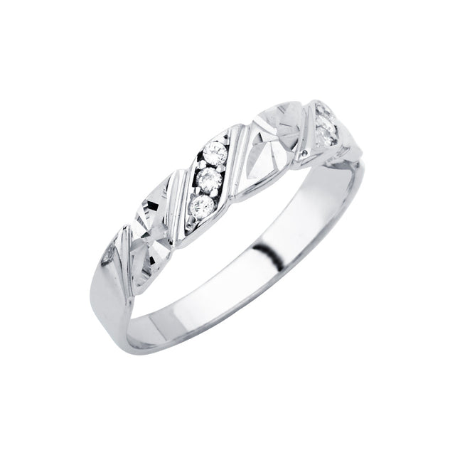 14K White Gold Diagonal Twist Men's Wedding Band