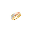 14K Tri-Color Gold Satin Diagonal Trio-Set Men's Wedding Band