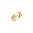 14K Tri-Color Gold Checkerboard Starburst Men's Wedding Band