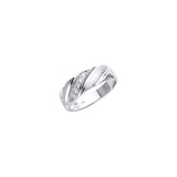 14K White Gold Domed Diagonal Pave Men's Wedding Band
