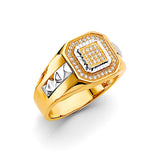 14K Two-Tone Gold Pavé Cluster Men's Ring