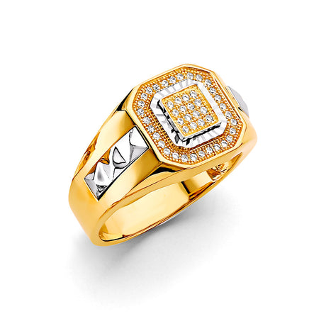 14K Two-Tone Gold Pavé Cluster Men's Ring