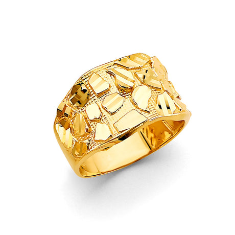 14K Yellow Gold Chunky Nugget Band Men’s Ring