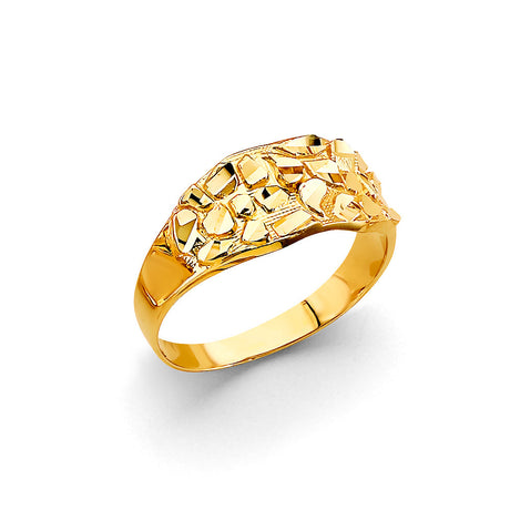 14K Yellow Gold Domed Nugget Men’s Ring