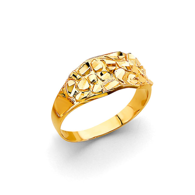 14K Yellow Gold Domed Nugget Men’s Ring