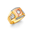 14K Tri-Color Gold Eagle Men's Ring