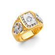 14K Two-Tone Gold CZ Starburst Signet Men’s Ring