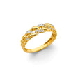 14K Yellow Gold Thin Rolo Link Cubic Zirconia Ring on White Background
