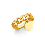 14K Yellow Gold Heart Charm Ring