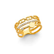 14K Yellow Gold Triple-Line Mariner Cubic Zirconia Ring on White Background