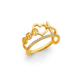 14K Yellow Gold Double-Row Crown Ring on White Background