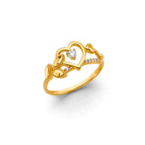 14K Yellow Gold Entwined Hearts Ring on White Background