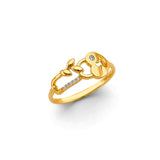 14K Yellow Gold Petite Bypass Accent Cubic Zirconia Ring on White Background