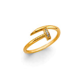 14K Yellow Gold Nail Wrap Ring on White Background