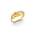 14K Yellow Gold Petite Fancy Pave Ring on White Background