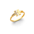 14K Yellow Gold Modern T-Bar Ring on White Background