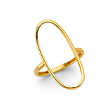 14K Yellow Gold Elongated Oval Ring on White Background