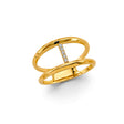 14K Yellow Gold Double-Band Pave Ring on White Background
