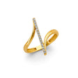 14K Yellow Gold Lightning Bolt Ring on White Background